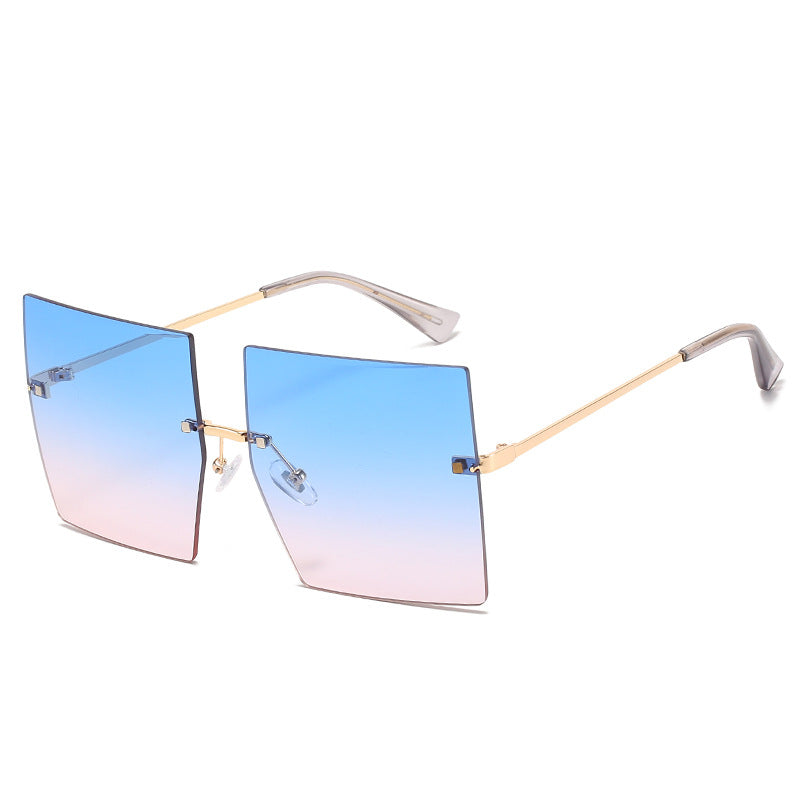 Square Frameless Metal Sunglasses Women's European and American Hot Style Fashion Stars Same Sunglasses