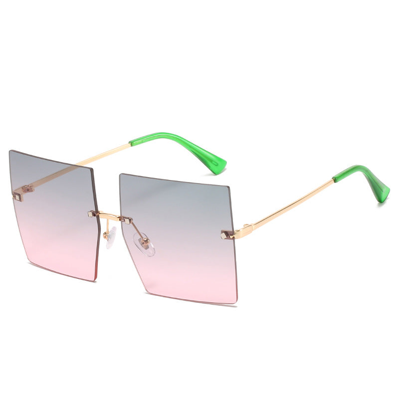 Square Frameless Metal Sunglasses Women's European and American Hot Style Fashion Stars Same Sunglasses