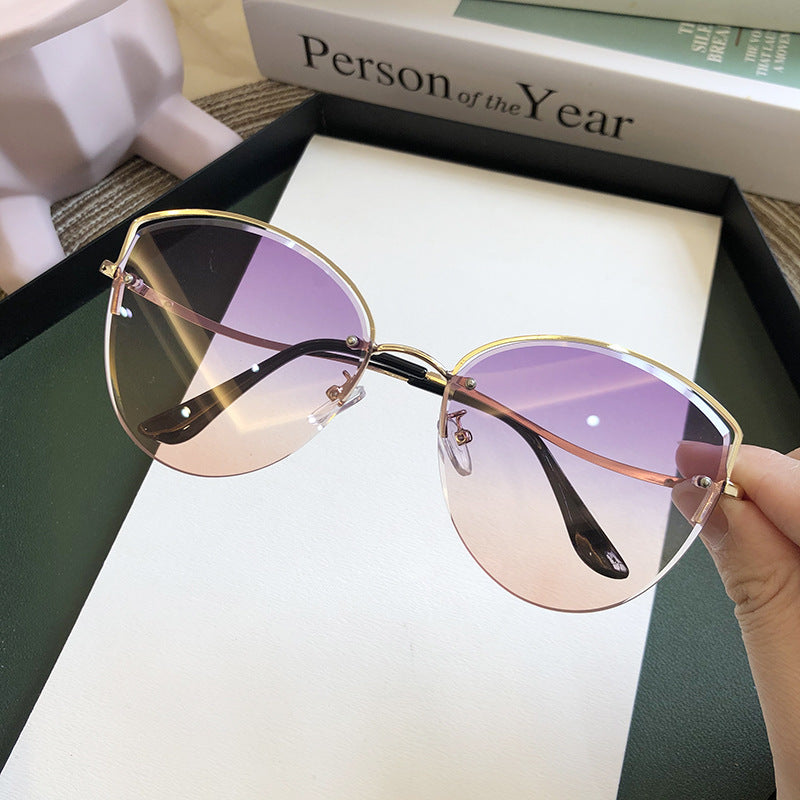 Sunglasses, Small Face, Street Shot, Fashionable Concave Shape Sunglasses