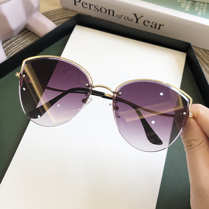 Sunglasses, Small Face, Street Shot, Fashionable Concave Shape Sunglasses