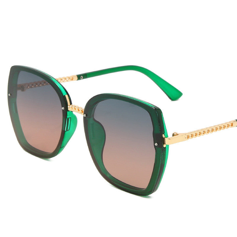 Women's polarized big frame gradient sunglasses