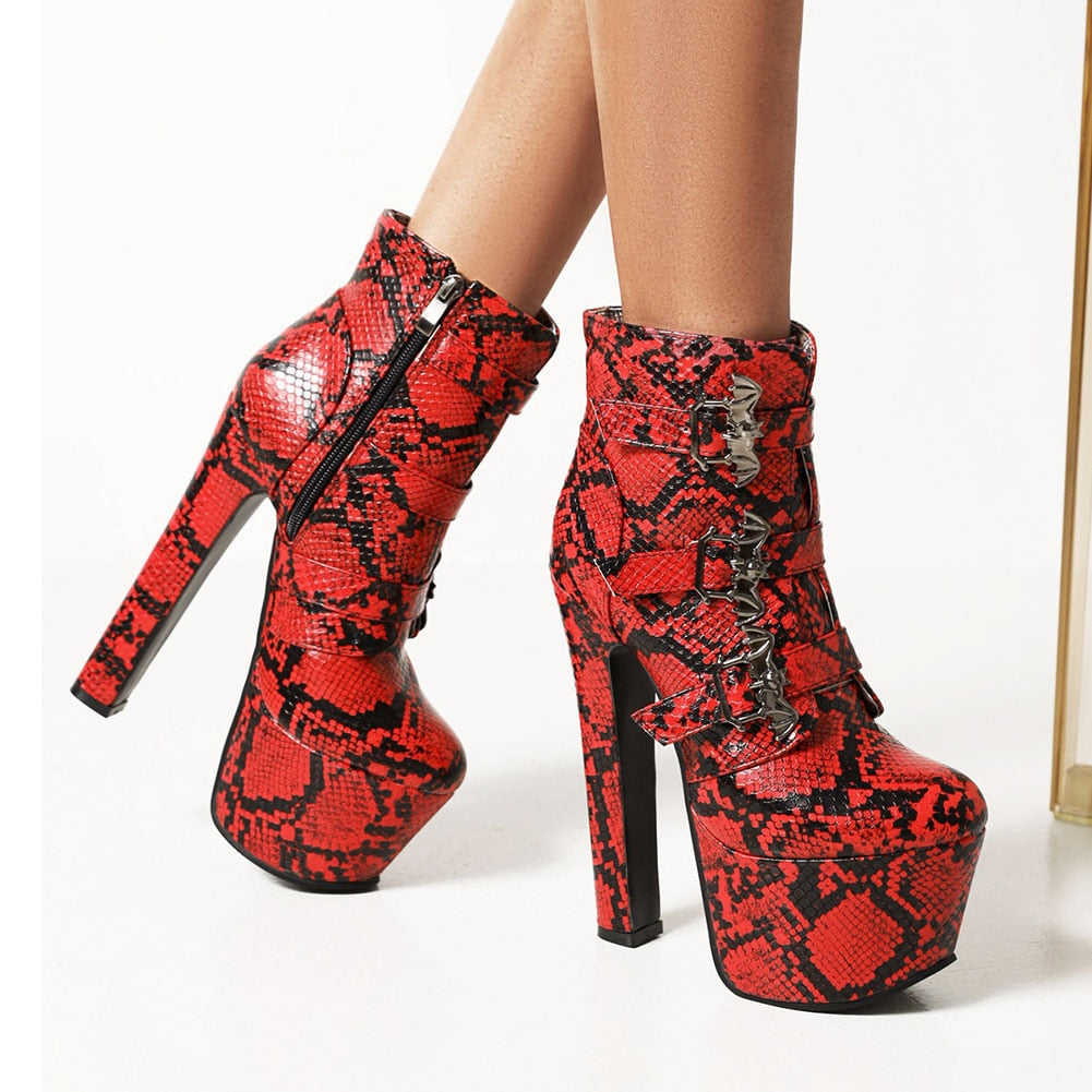 Doratasia Hot Sale New Arrival Female Zip Platform Animal Prints Boots Thick High Heels Pointed Toe Ankle Boots Women