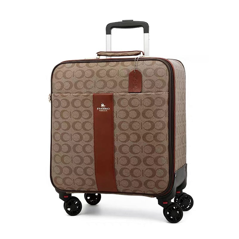 Luxury pu leather trolley luggage sets with handbag fashion rolling suitcase popular trolley luggage travel bag carry-ons