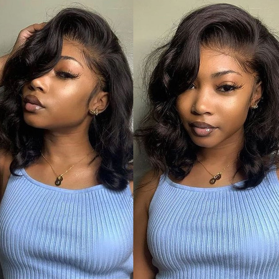 HD Lace Frontal Wigs For Women Short Bob Wig 13X4 Lace Front Human Hair Wigs With Baby Hair Brazilian Wavy Bob Wigs Pre Plucked