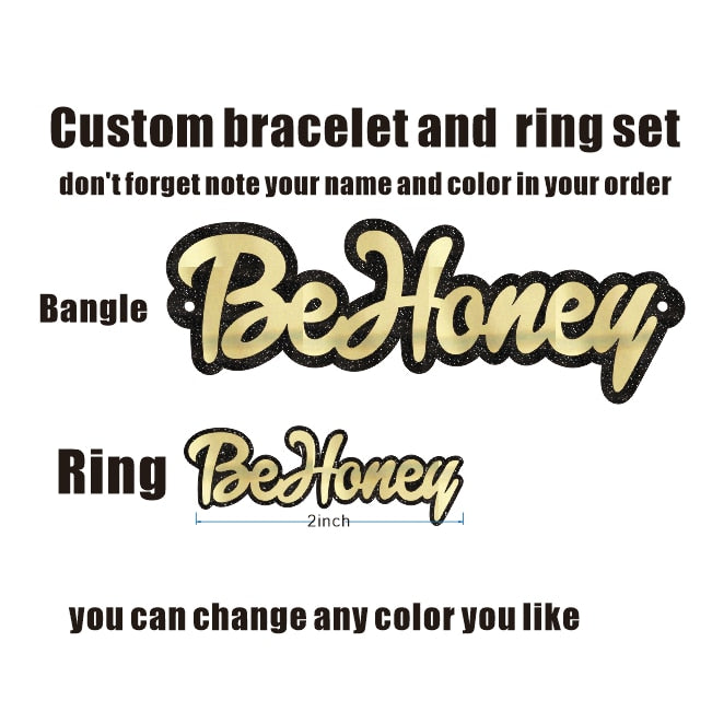 Customize Unique Cuban Chain Custom Name Bracelet bangle ring set