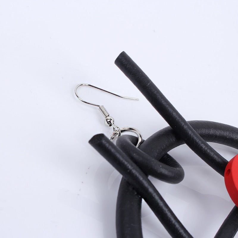 New Red Round Wooden Drop Earring