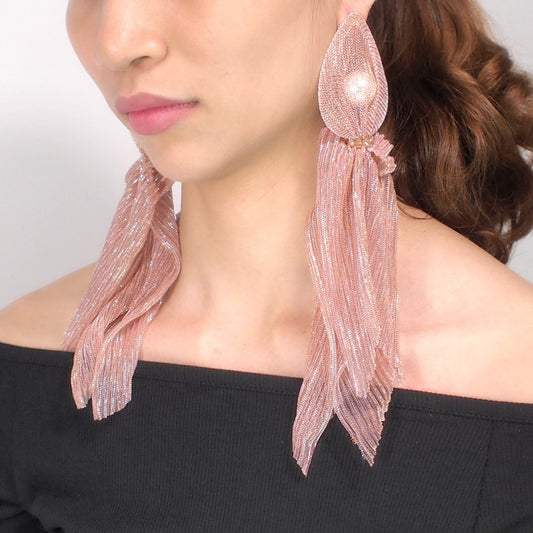 Lace Wrap Imitation Pearl Long Earrings