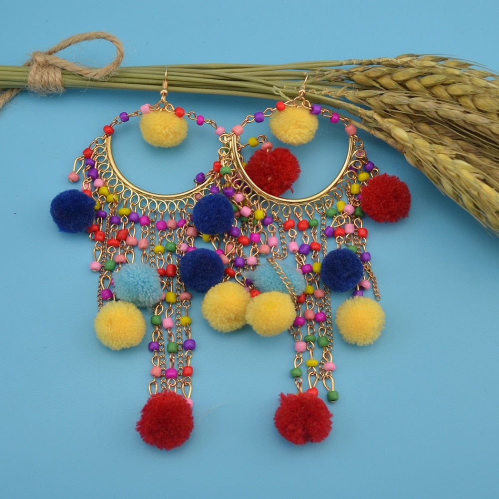 POM POM Women Hanging Pendientes