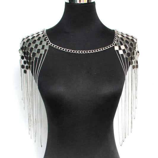 Bohemian Punk Statement Necklaces Collar Shoulder Chain Long Necklaces Statement Body Jewelry