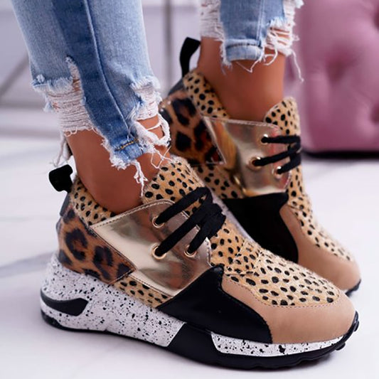 Women Sneakers Leopard Mesh Breath Women Running