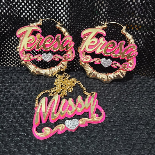 Big Bamboo Personalized Name Custom Earrings