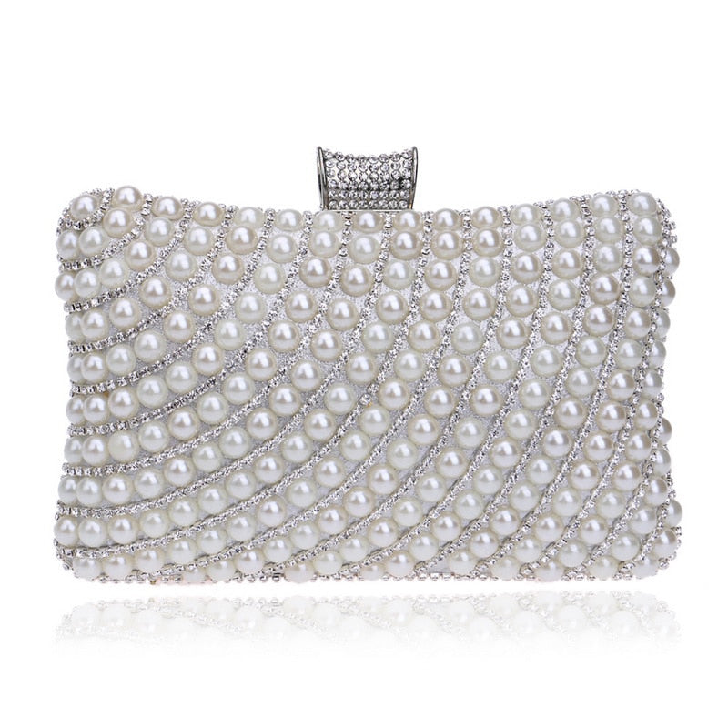 Fashion women tassel evening bags diamonds beaded clutch wedding purse