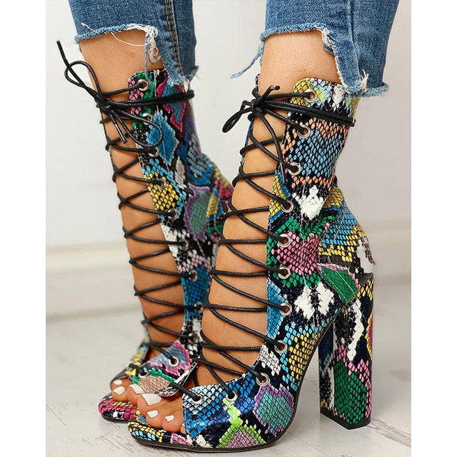 2020 Nightclub Spring Serpentine High Heels Women Fashion pu Leather High Heels Platform Sandals Party Wedding Shoes