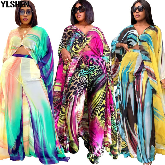 2 Piece Sets Maxi Dress Pants Suits Plus Size Robe