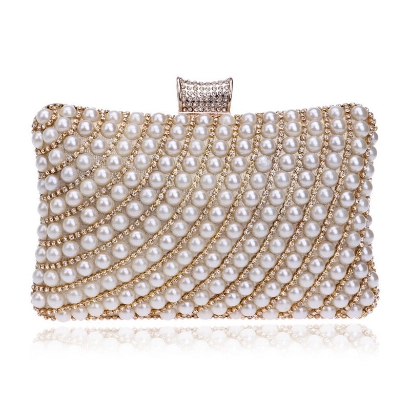 Fashion women tassel evening bags diamonds beaded clutch wedding purse