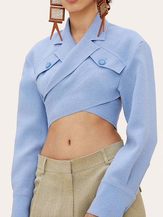 Lapel Collar Long Sleeve Top