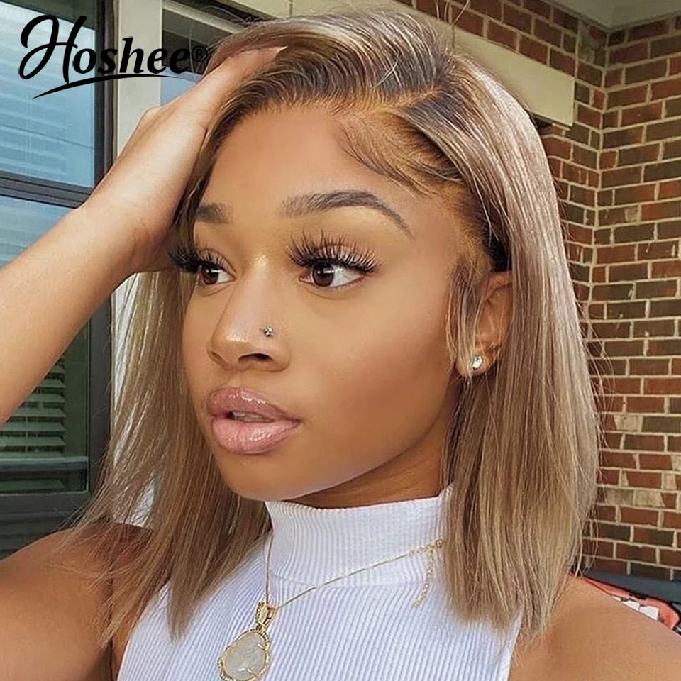 13X4 Ombre Honey Blonde Brown Bob Wig Lace Front