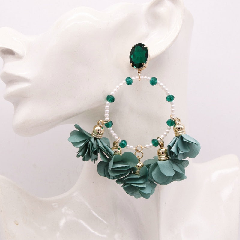 Bohemia Big Pendant Earrings Beautiful For Women Flower Tassel Earrings Wedding Earrings Statement Female Jewelry 2023 Bijoux