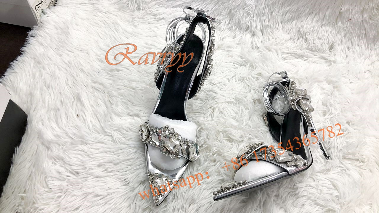 Metallic Crystal Ankle-Tie Sandals Women Lace up Rhinestones Luxury Design High Heels 2022 Spring New Runway Sandals Shoes