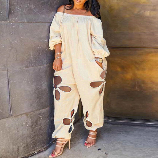 Plus Size Women Jumpsuits Hollow Out One Piece Outfit