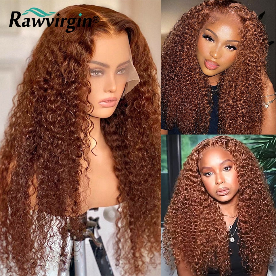 Curly 13x6 Ginger Brown Lace Front Wig  Brazilian Virgin HD Lace