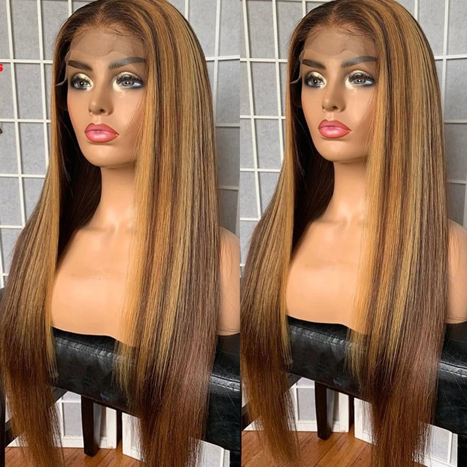 Straight Highlight Lace Front  Pre Plucked Wig