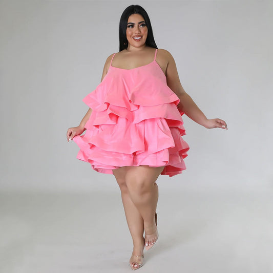 Plus Size Vintage Cascanding Ruffles Big Swing  Babydoll