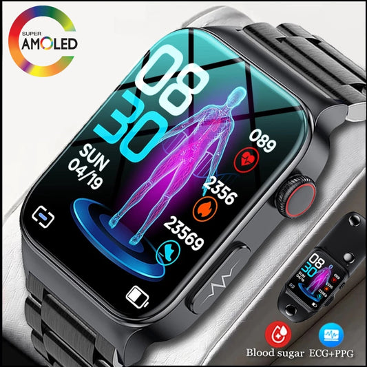 2023 New Blood Glucose Monitor Health Smart Watch Men ECG+PPG Blood Pressure Measurement IP68 Waterproof Sport SmartWatch Women