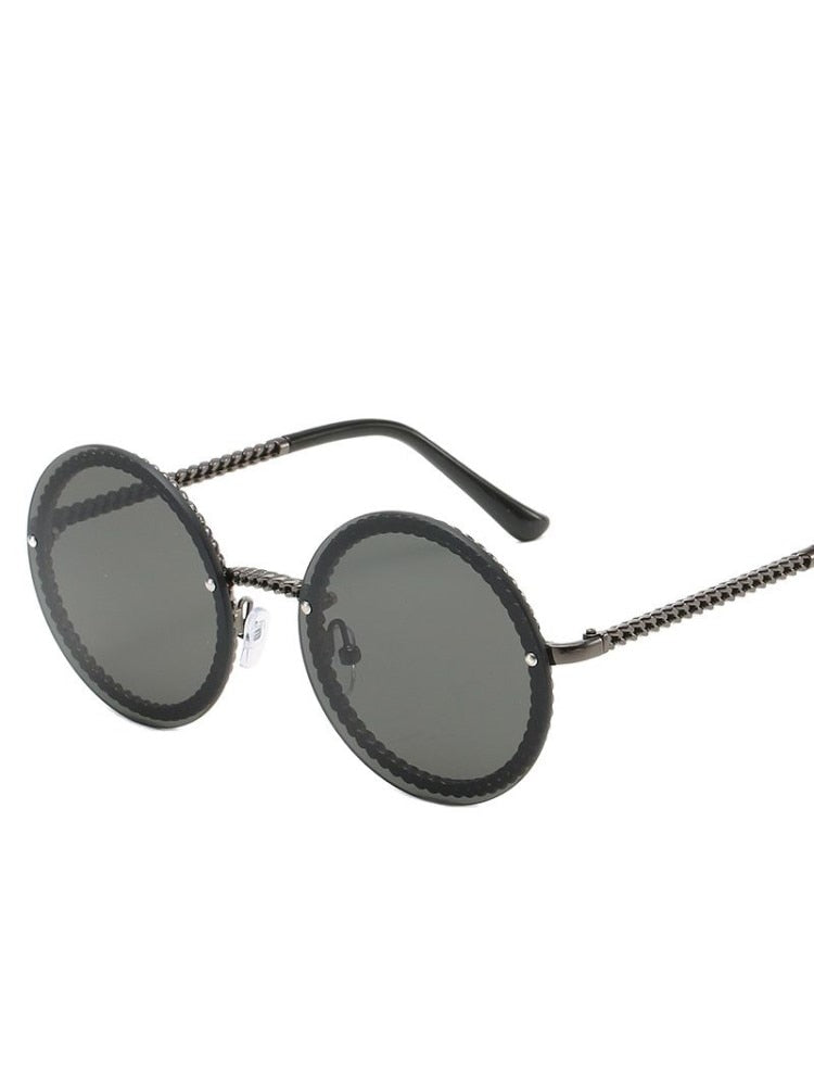 Big Round Sunglasses Metal Frame Vintage Ladies Luxury Clear Sun