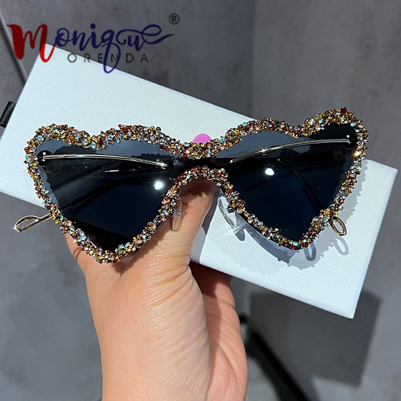 Women's Sunglasses 2023 y2k Rimless Heart Metal Frame Pink Sun Glasses Luxury Eyewear sonnenbrillen dame gafas de sol de mujeres