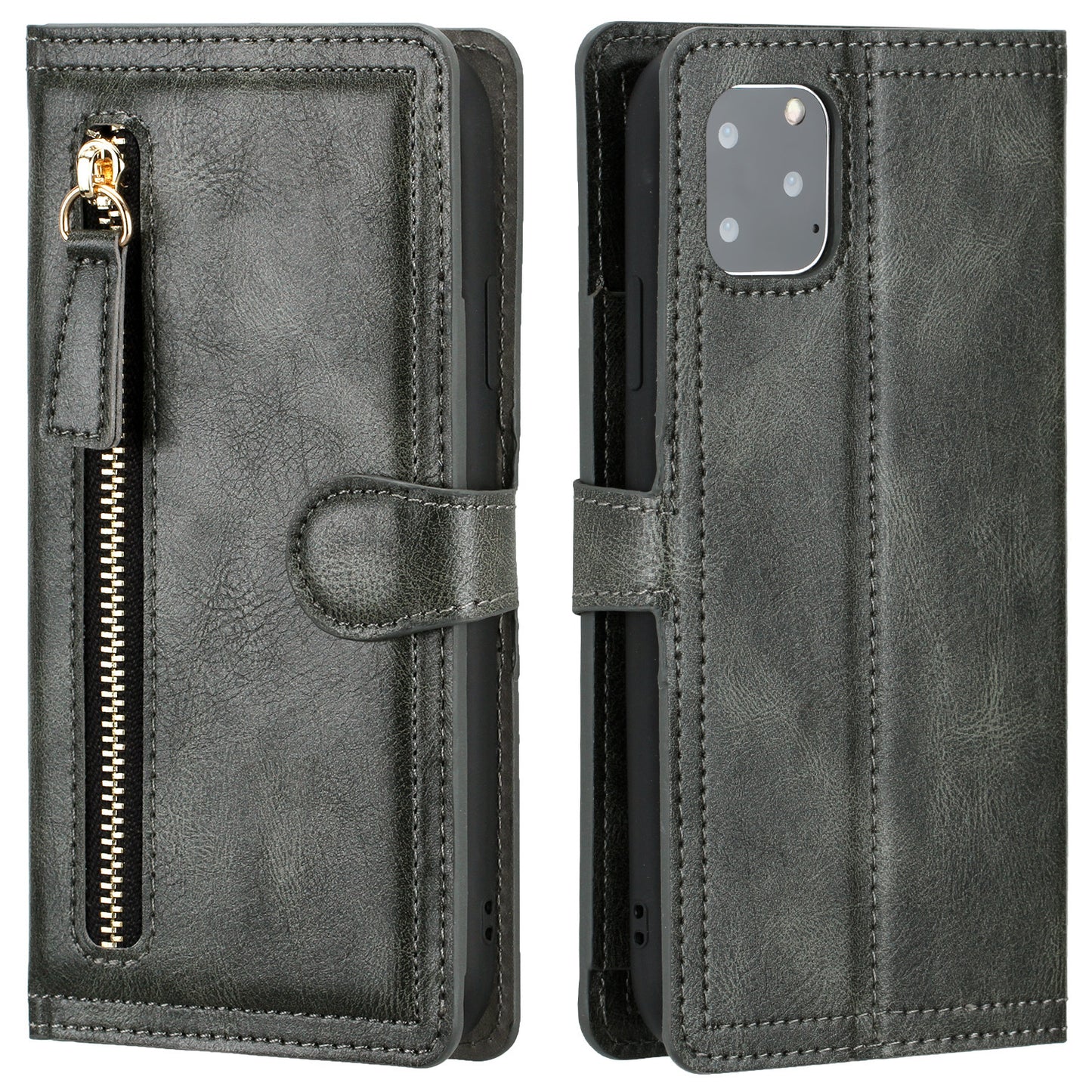 Zipper Buckle Leather Case Phone Case Sticker Wallet